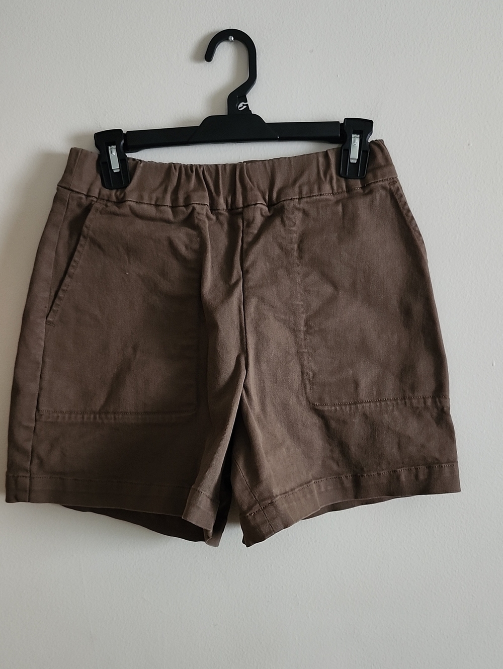 Women’s Olive Brown Casual Elastic-Waist Pull On Shorts Wide Pockets
